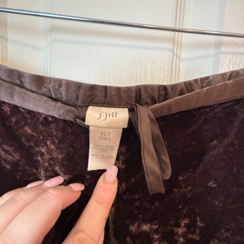 J. Jill Rich Brown Velvet Maxi Skirt Women’s XLT or Extra Large Tall Drawstring - Picture 5 of 6